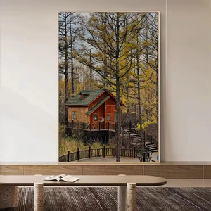 Casa di legno nella decorazione della parete della foresta mini stile di vita moderna arte tela pittura naturale 40*60 cm per soggiorno e hotel - Product Image 1