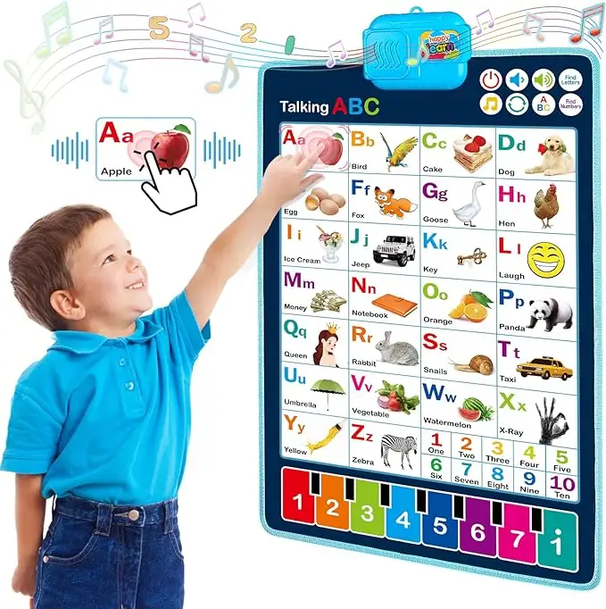 子供の初期教育オーディオウォールチャートアルファベットABC文字、数字、単語、おもちゃを学ぶ子供のためのスペル認知ポスター