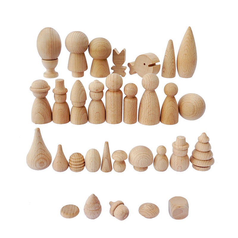 Beech Wood DIY Crafts Wood Doll Home Decor Accessories unpainted Decorative DIY peg Doll for Kids Painting