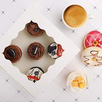 Quantité suffisante d'emballage de boulangerie blanc Logo personnalisé Biscuits Pâtisseries Boîtes à gâteaux avec fenêtre