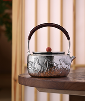 Fournisseur d'usine – Ornement de maison classique en argent sterling 999 martelé à la main, résistant à la chaleur, grande capacité, ensemble de théière portable