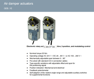 Actionneur d'amortisseur GEB163.1E 15 Nm (24 V, 0-10 V, potentiomètre 1 kΩ, courbe réglable, 150 s, IP54) - Product Image 4