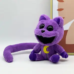 Yeni dolması anime gülen critters mor kedi bebek mavi fil peluş oyuncaklar