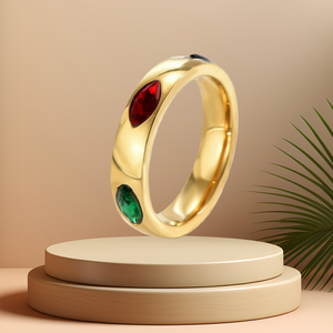 Bague en acier inoxydable avec zircon ovale brillant de couleur or, tendance et très vendue, pour les mariages romantiques et les fêtes - Product Image 6