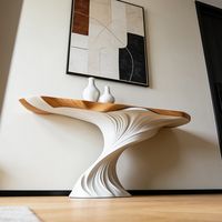 Table console de luxe légère, design en bois courbé artistique pour l'entrée de l'hôtel, le couloir, le salon, la décoration de la maison