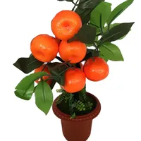 أبل شجرة الليمون محاكاة بونساي محاكاة ديكور الزهور الاصطناعية الأخضر وعاء النباتات الحلي ديكور المنزل الفاكهة البرتقال