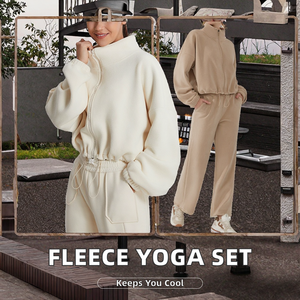 Ensemble de survêtement sportif épais en polaire respirant pour femme, coupe-vent, idéal pour le fitness et le yoga en extérieur - Product Image 2