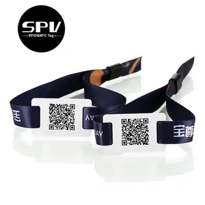 Customized Printing Mifare Ultralight C 50PF RFID Woven Wristband Fabric Bracelet
