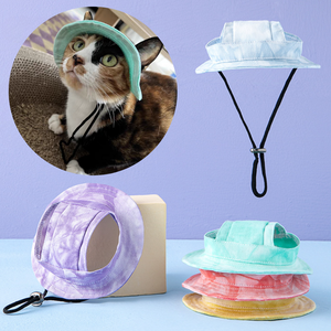 Chapeau de soleil réglable en coton doux pour animaux de compagnie Chapeau de seau extérieur Protection solaire Bonnet pour chien - Product Image 1