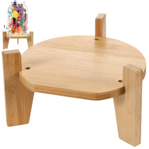 <b>Bamboo</b> Beverage Dispenser Stand Round Base For Glass <b>Container</b> Drink Serving Support Food Safety - Product Image 5