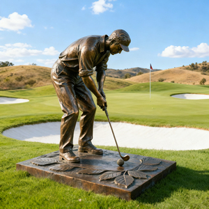 Bronzo a grandezza naturale stile antico in metallo scultura sportiva stampata su misura golfista uomo giocatore di Golf statua per prato e giardino - Product Image 4