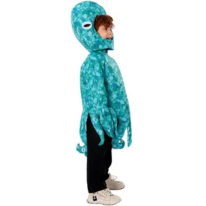 Navidad niño calamar Cosplay disfraz Halloween fiesta suministro para niños capucha túnica traje niños lindo azul pulpo disfraz - Product Image 4