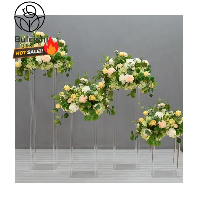 Banquet center pieces table decoration walkway clear crystal flower stands acrylic wedding stands