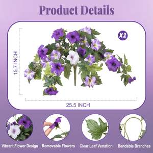 Ammyoo - <span class=keywords><strong>Petunias</strong></span> Artificiales, 2 Piezas, Resistentes a los Rayos UV, No se Decoloran, Resistentes al Agua y a la Intemperie, Realistas, para Interiores y Exteriores, Hogar, Jardín, Balcón - Product Image 2