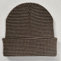 Bonnet d'hiver en tricot rayé, acrylique, pour l'extérieur, avec protection des oreilles, chaud, à bord bouclé, bicolore, en tricot gaufré rayé