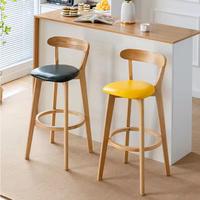 Tabourets de bar en bois massif de frêne, tabourets modernes, chaises de salle à manger rondes en cuir, meubles de bar, taburetes de bar, vente chaude, pas cher