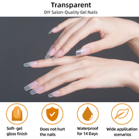 Envolturas de Uñas de Gel Semicuradas Iridiscentes Blanco Leche Personalizadas, Uñas Postizas Holográficas Brillantes Tipo Ataúd, No Tóxicas, de Larga Duración para Salón