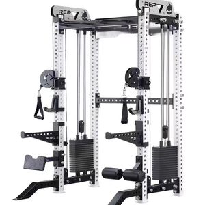 Fully Accessorized Smith <b>Machine</b> Cable Crossover Landmine Hip <b>Thrust</b> Lat Pull Full Body Training Cage - Product Image 1
