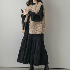 Abito da donna in stile giapponese autunnale, ampio e di media lunghezza, con gonna a balze e maniche lunghe, lunghezza <span class=keywords><strong>al</strong></span> <span class=keywords><strong>ginocchio</strong></span> - Product Image 2