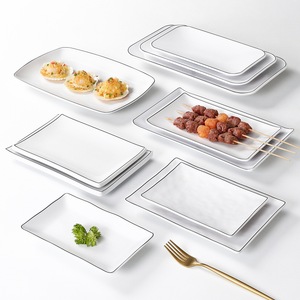 White Rectangular Melamine Serving <b>Trays</b> For Restaurant Hotel <b>BBQ</b> Dinner Plates Solid Color 885A100 - Product Image 1