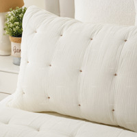 Couette matelassée respirante en gaze de coton biologique multicouche GOTS, pré-lavée, avec points de fixation, pour lit