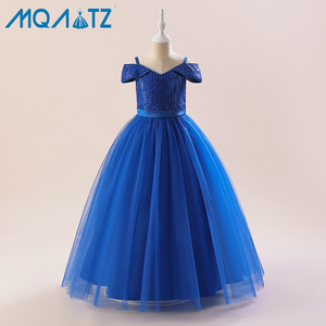 Hot bán bé choàng thiết kế hoa cô gái sequined Wedding party DRESS trẻ em dài Evening gown - Product Image 3