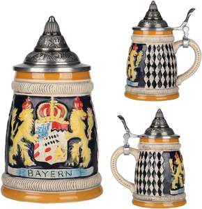 Para <span class=keywords><strong>Stanley</strong></span> Steel Germany 7L Oktoberfest Tankard Jarra de cerveza con <span class=keywords><strong>tapa</strong></span> de Peltre y Cuerno para vino Regalo del Día del Padre - Product Image 3