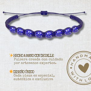 Bracciale in lapislazzuli fatto a mano regolabile per donna e uomo amuleto in pietra naturale con bracciale in filo cerato resistente - Product Image 2