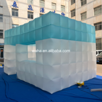 Tenda Gonfiabile Trasparente per Bar/Disco da Esterno con Illuminazione LED, Colori Personalizzabili, Design a Cubo; Ideale per Feste in Discoteca