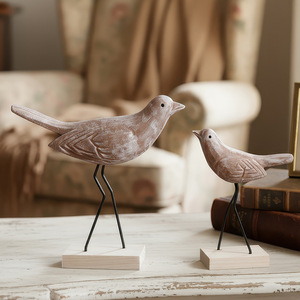 Decorazione Artigianale <span class=keywords><strong>in</strong></span> <span class=keywords><strong>Legno</strong></span> di Innamorati - Scultura Creativa di Coppia di Uccelli per Ingresso, Mensola e Soggiorno, Calore Rustico per la Casa - Product Image 5