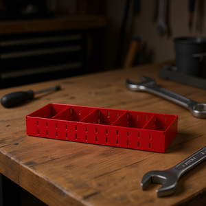 Organizador de Herramientas Rbc1, Bandeja de Almacenamiento Metálica Roja con Compartimentos para Uso en Taller - Product Image 3