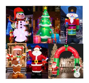 Life Size Large Blow Ups Outdoor Christmas Lighted Santa Sleigh Arch Snowman Gingerbread Tree Inflatables Yard Decorations