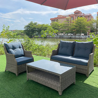 Canapé d'extérieur imperméable, protection solaire, mobilier de loisirs en rotin, combinaison table et chaises pour balcon et terrasse
