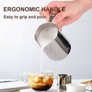 Pichet à mousse de lait 12oz en acier inoxydable, tasse à mousse de lait, pichet à vapeur, pour bar à café, machine à cappuccino et expresso - Product Image 6