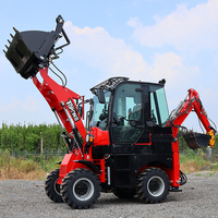 MR15-10 Mini Backhoe Loader 42KW Diesel Wheel Loader Bucket Depan Kapasitas 0.45CBM 3500kg Peralatan Konstruksi