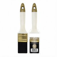 Ensemble de pinceaux professionnels de 1,5 pouce (38,1 mm) à poils mixtes polyester et naturels, manche en bois blanc, virole dorée