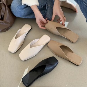 Mules plates pour femmes, bout carré, lisses, sans talon, style minimaliste, pour le quotidien, le bureau ou décontracté, OEM ODM Vente en gros - Product Image 1