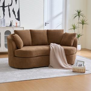Ghế sofa góc cong rộng 73.82 inch, 3 chỗ ngồi, hiện đại, sang trọng, bọc vải nhung xù, lưng tựa đệm nổi, chỗ ngồi siêu sâu, dành cho phòng khách - Product Image 1