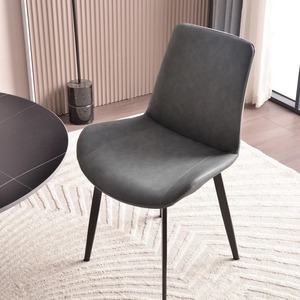 Modern Minimalist Upholstered <b>Dining</b> <b>Chair</b> Gray And Dark Brown For Home Office Hotel Use - Product Image 3