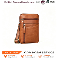 Pochette de cou antivol en cuir de qualité supérieure, étanche, pour téléphone portable, à suspendre, petite pochette de poitrine, fabriquée en usine BSCI