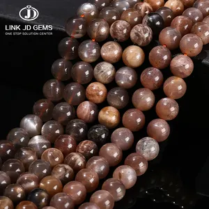 JD GEMS Semi Precious Gemstone 4 6 8 10mm Pick Size 1A 3A 5A Natural Black Moon Stone Loose Spacer Beads For Jewelry Making