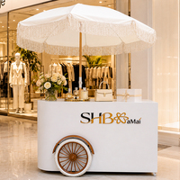 Carrito Móvil Plegable Elegante con Puertas para Guardar Sombrillas, Ideal para Bodas, Eventos de Comida, Exhibiciones de Dulces, Cafeterías y Venta Minorista