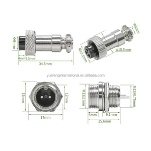 Pabrik CE RoHS 4pin GX12 jenis kacang Pria Wanita 12mm soket penerbangan melingkar steker Panel konektor dengan tutup plastik - Product Image 3