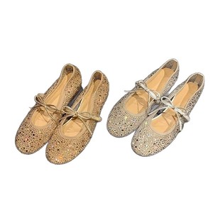 Zapatos Planos de Mujer con Punta Redonda y Pedrería, Bailarinas con Lentejuelas, Transpirables, con Suela de PU y Correa en T - Product Image 5
