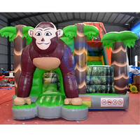 Structure gonflable commerciale sur le thème des animaux, combo château gonflable et toboggan, garantie 3 ans, certifiée CE, installation facile