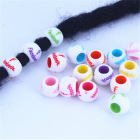 1 sac de perles colorées à gros trous pour tresses décoratives, accessoires de coiffure, bricolage, résine acrylique plastique, perles dispersées pour bijoux de tresses