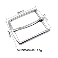 Boucle de ceinture en alliage de zinc argenté brillant 35 mm, style cadre carré, design classique pour hommes, accessoires pour sangle en cuir, OEM
