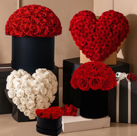 Idées cadeaux pour la Saint-Valentin : 100 roses éternelles personnalisées avec logo, fleurs immortelles, boîte de fleurs préservées, décoration de mariage pour la fête des mères