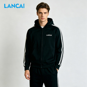 Lancai Custom <b>Polyester</b> <b>Tracksuit</b> Track Suit Zip up Jackets and Pants Oversized Blank High Quality Sweatsuit Jogging Suits - Product Image 2