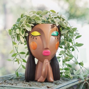 Pot de fleurs créatif en résine avec motif visage, décoration de jardin intérieur, décoration de maison, cadeau pour plantes - Product Image 2